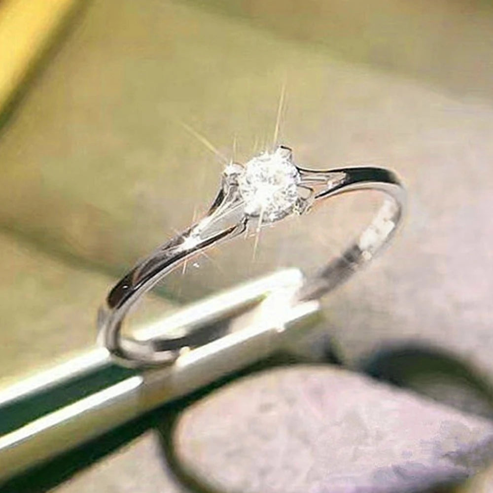 Minimalist 4mm Cubic Zirconia Wedding Ring