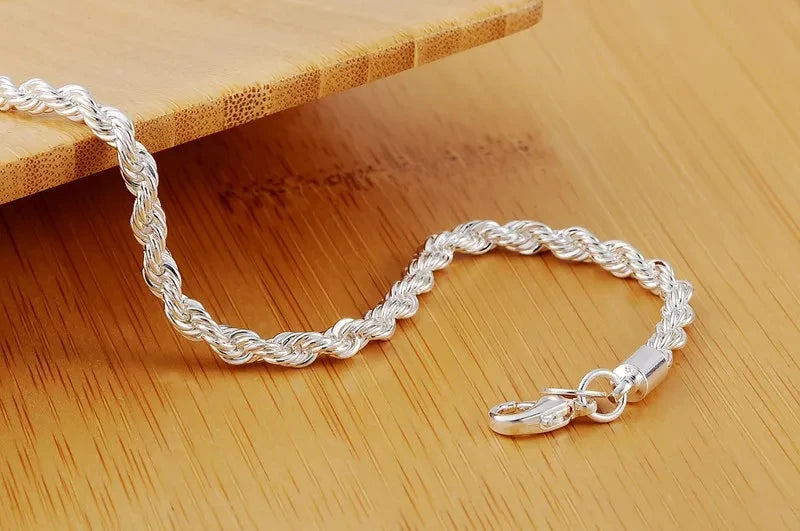 925 Sterling Silver 4mm Rope Bracelet