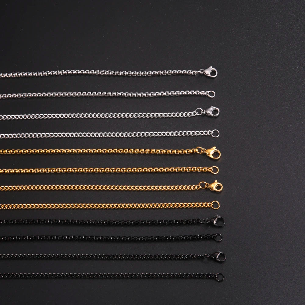 Skyrim 60cm Black Gold Stainless Box Chain