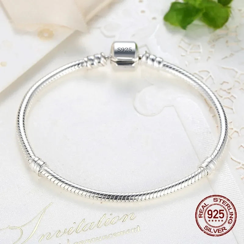 925 Sterling Silver Snake Chain Bracelet for Women – Elegant Charm Design