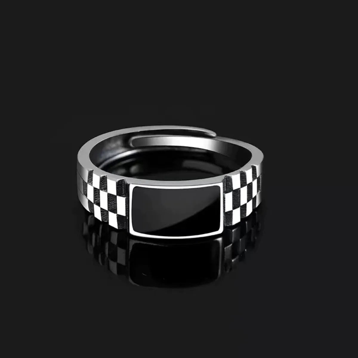 Vintage Onyx Style Stainless Steel Men’s Ring