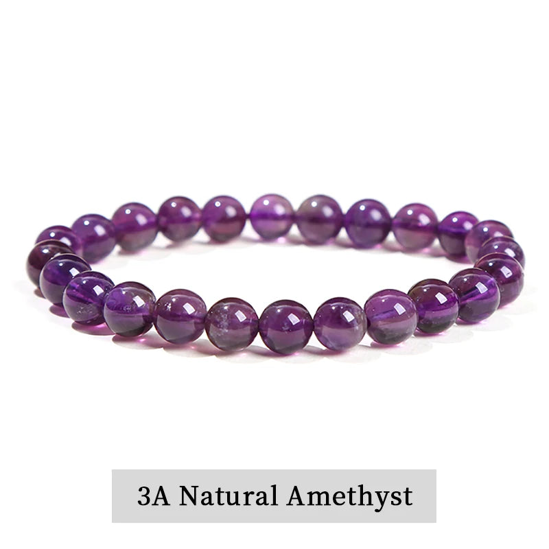Natural Stone Bead Bracelet – Amethyst, Tiger Eye & Crystal Design for Men & Women