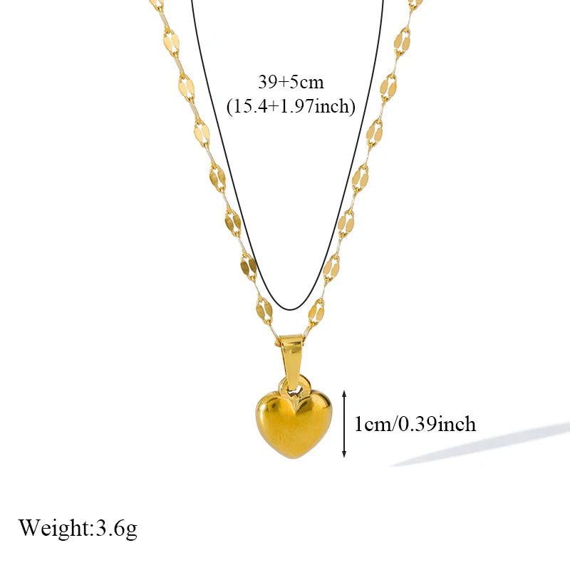 18K Gold-Plated Stainless Steel Heart Jewelry Set