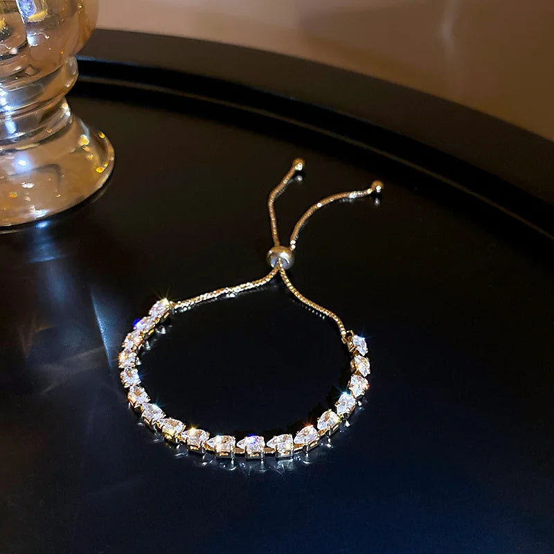 Adjustable Rhinestone Wave Bracelet for Women