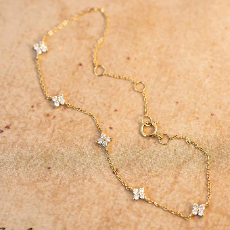 18K Gold-Plated Zircon Flower Bracelet