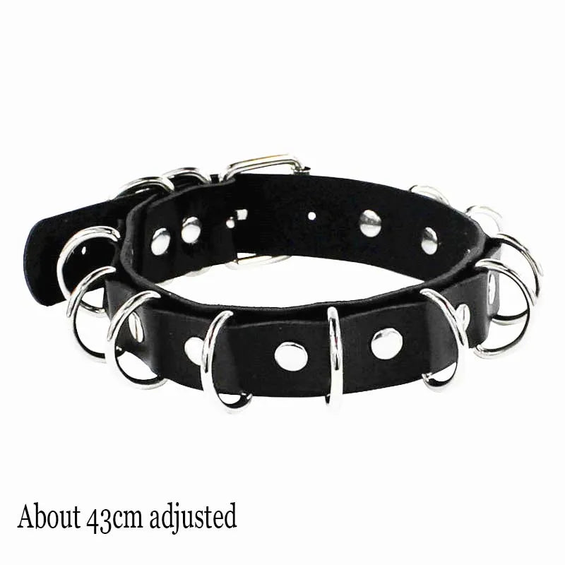 Black Gothic Heart Lock Spike Choker Necklace