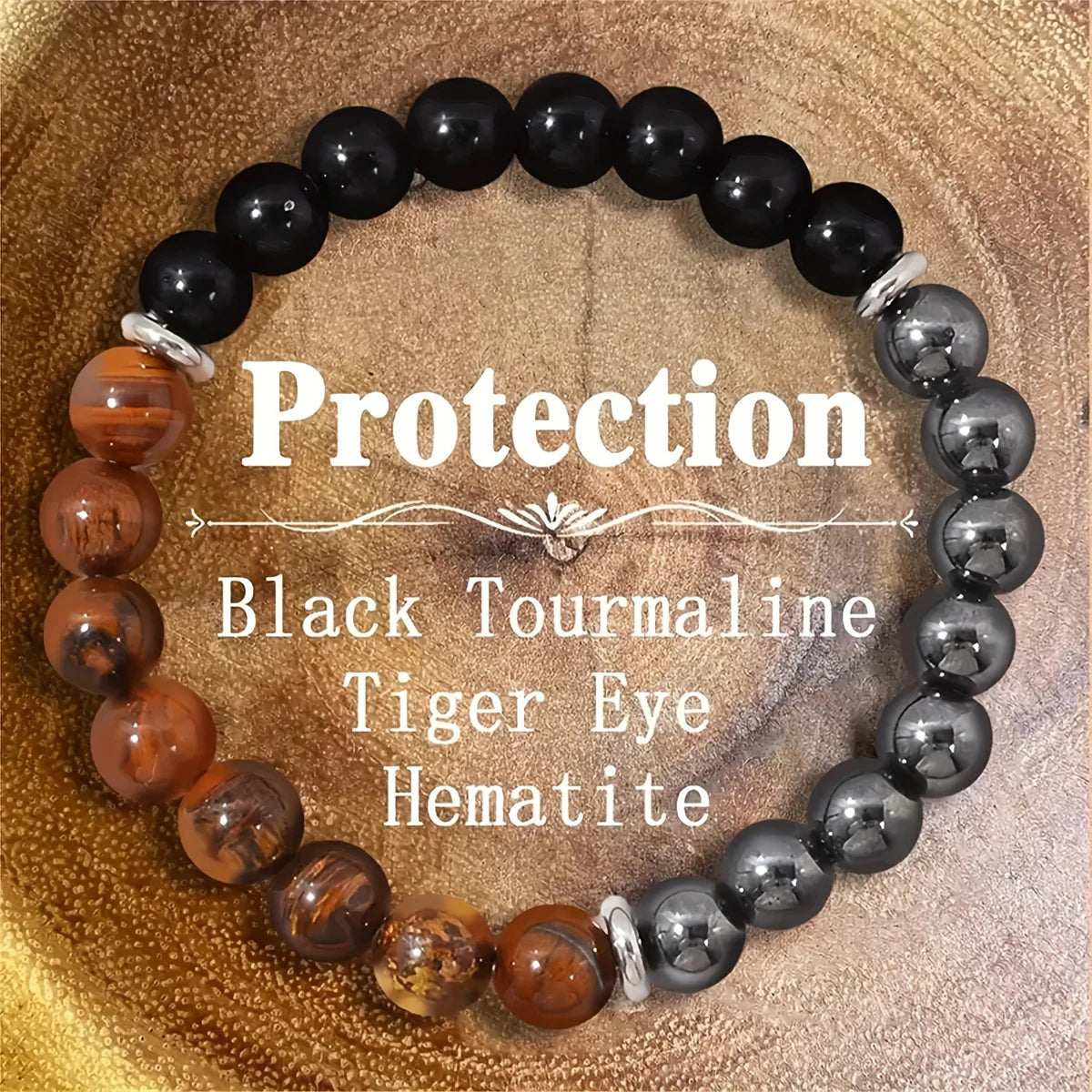 Tiger Eye, Black Obsidian & Hematite Bead Bracelet – 8mm Gemstone Design