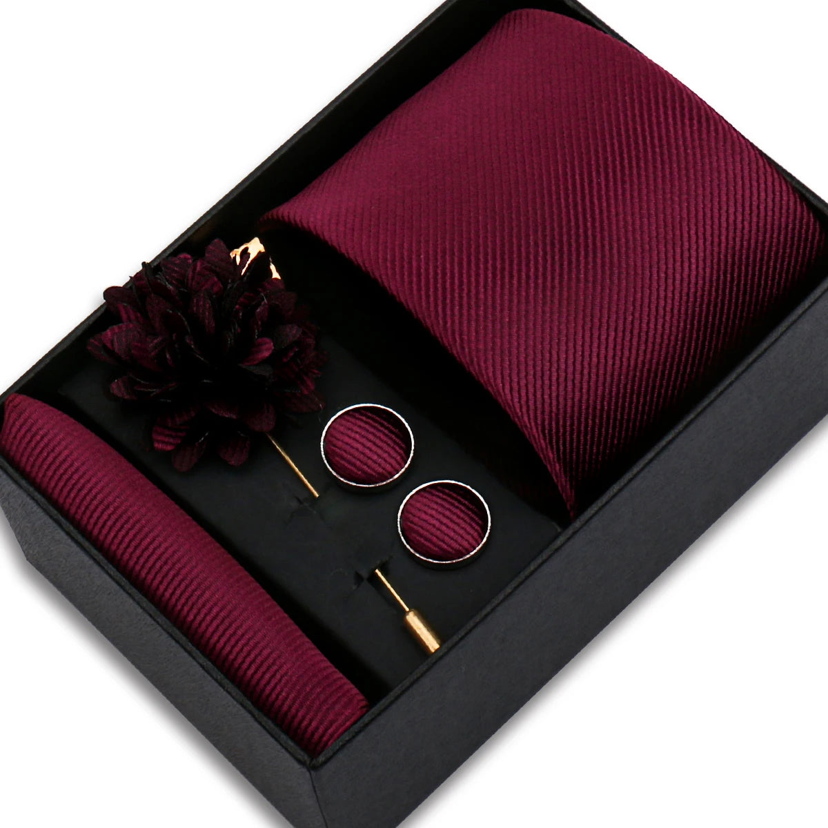 Men’s Solid Color Tie & Accessories Set