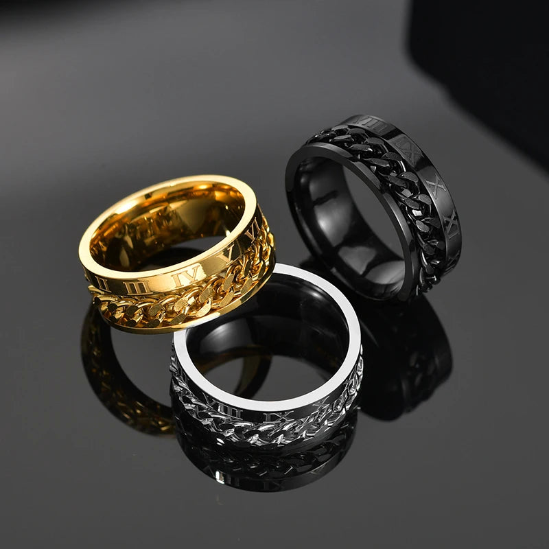 Rotatable Stainless Steel Punk Spinner Ring