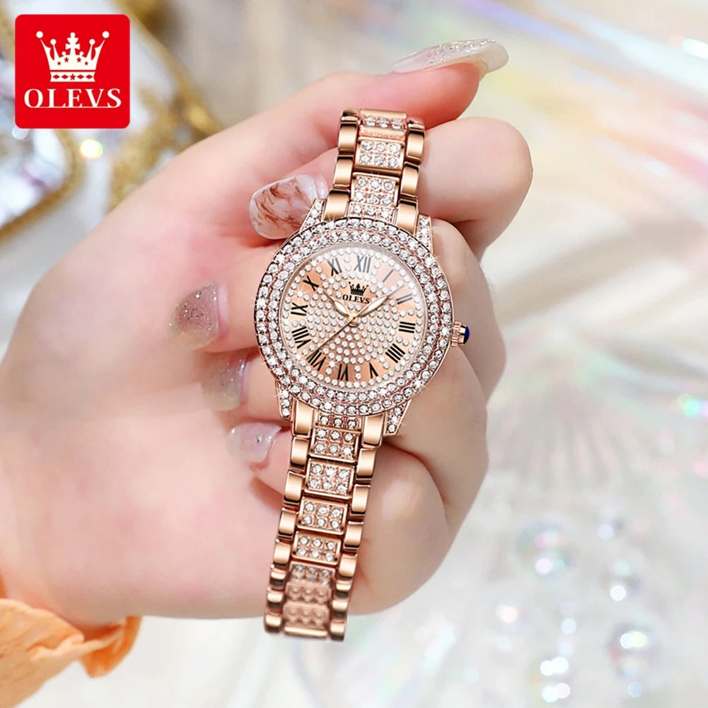 OLEVS 9943 Rose Gold Diamond Ladies Watch