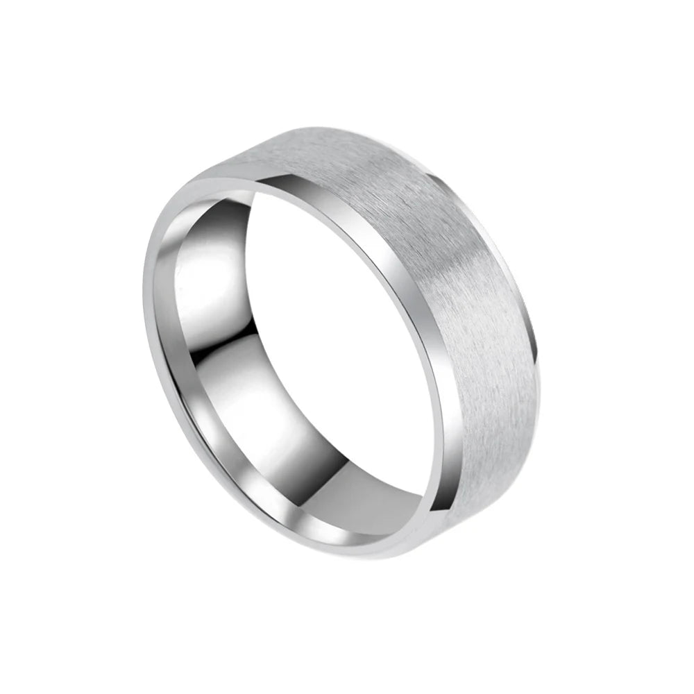 8mm Black Matte Stainless Steel Groove Ring