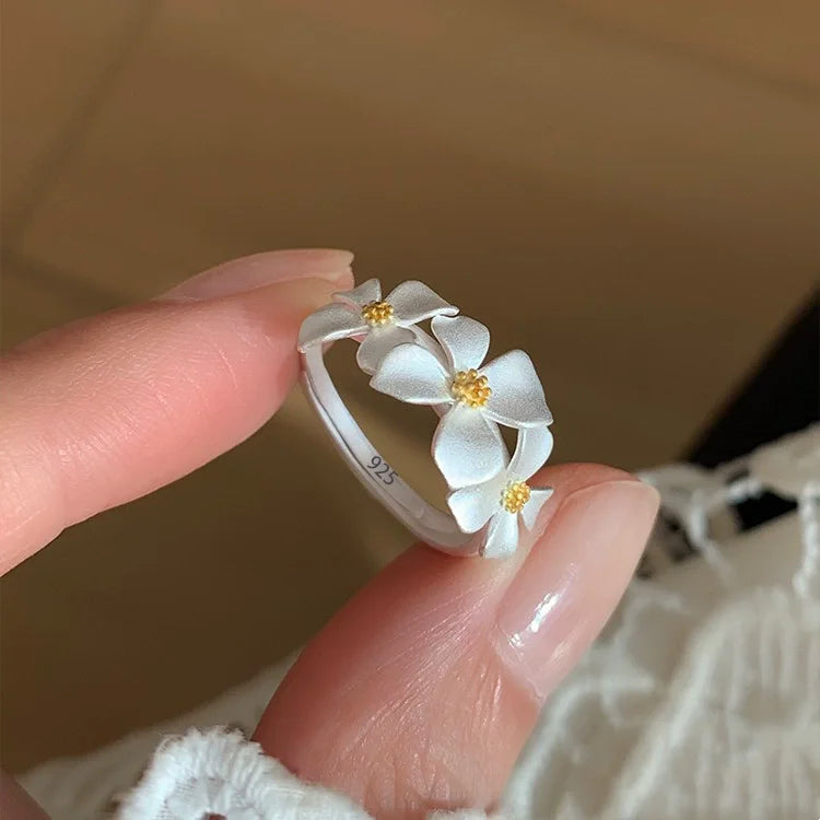 925 Sterling Silver Retro Flower Ring