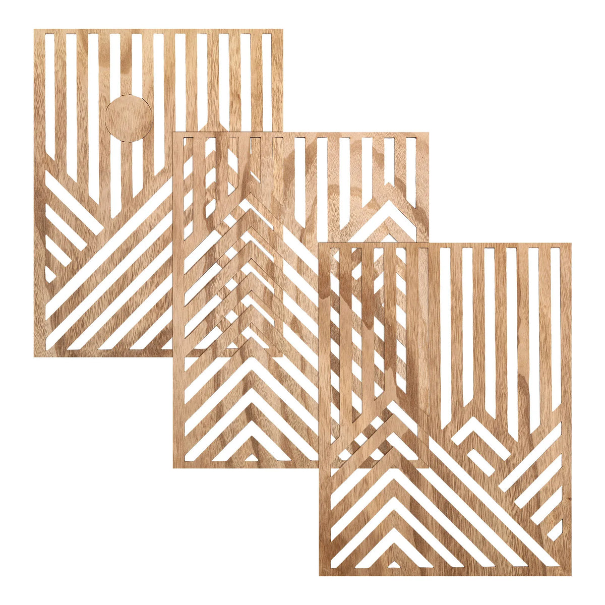 3-Piece Openwork Wooden Wall Art