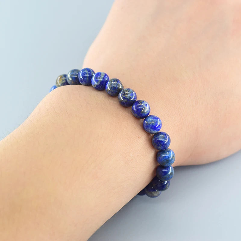 Natural Lapis Lazuli Bead Bracelet – Elegant Design for Men & Women