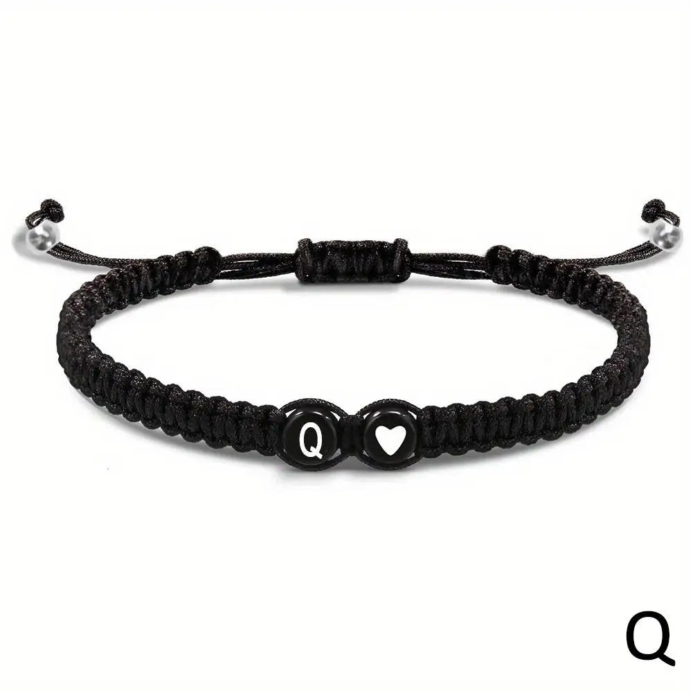 Initial Heart Bracelet – Adjustable A-Z Design for Men & Women