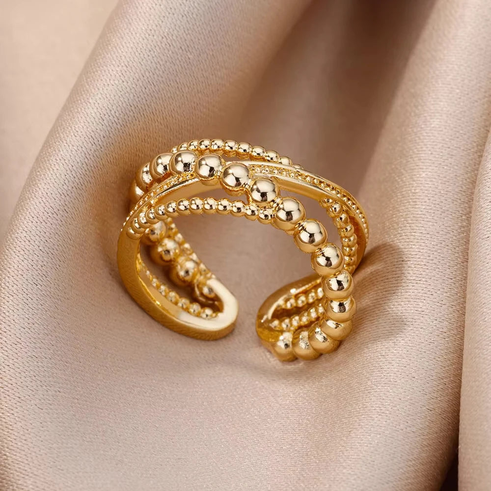 Gold Geometric 316L Stainless Steel Ring