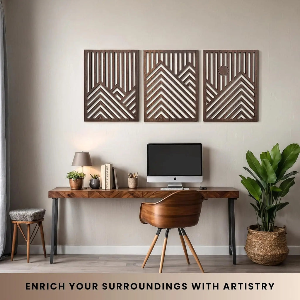 Retro Wooden Wall Art Set