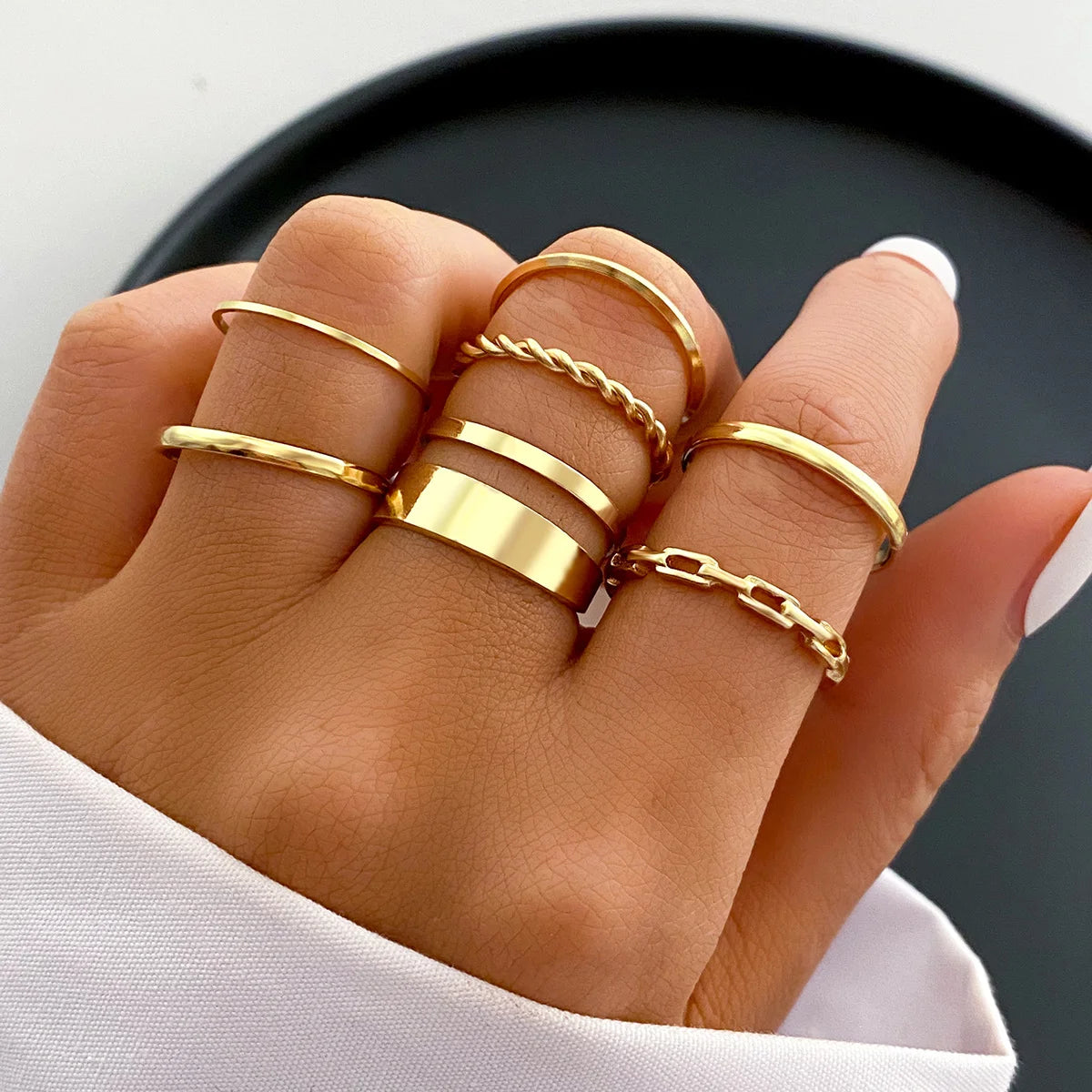 Vintage Gold Heart & Butterfly Ring Set
