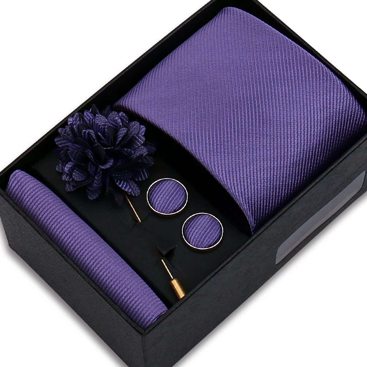 Men’s Solid Color Tie & Accessories Set