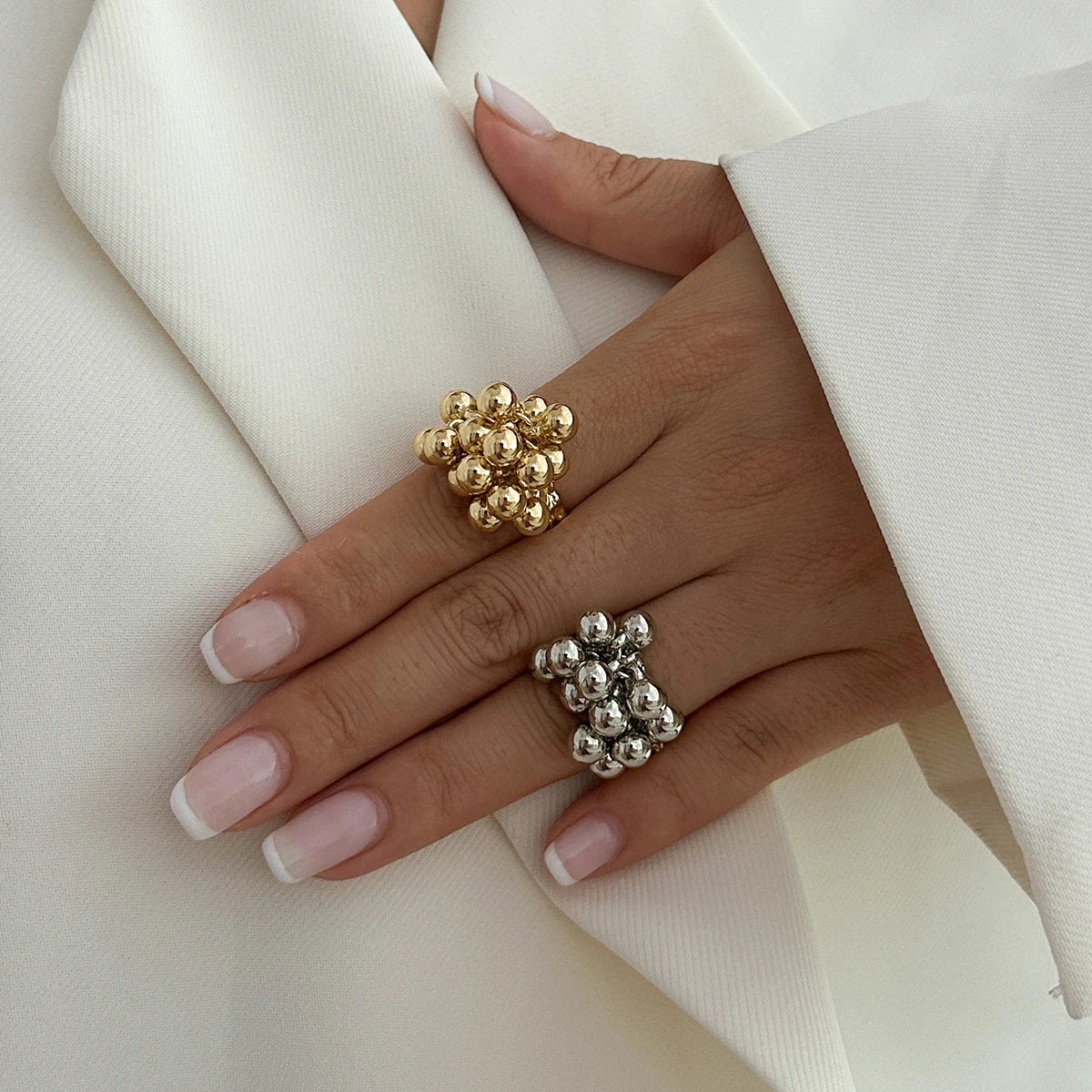 Irregular Punk Small Ball Open Ring