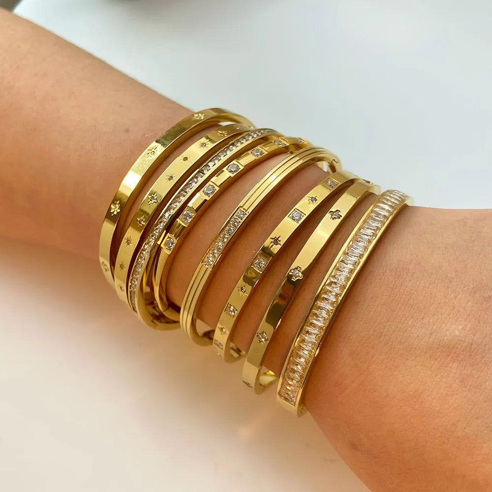 Elegant CZ Stainless Steel Women’s Bracelet