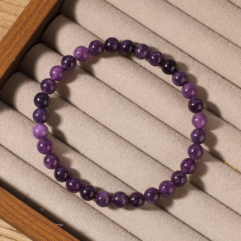 Natural Amethyst Beaded Bracelet Unisex