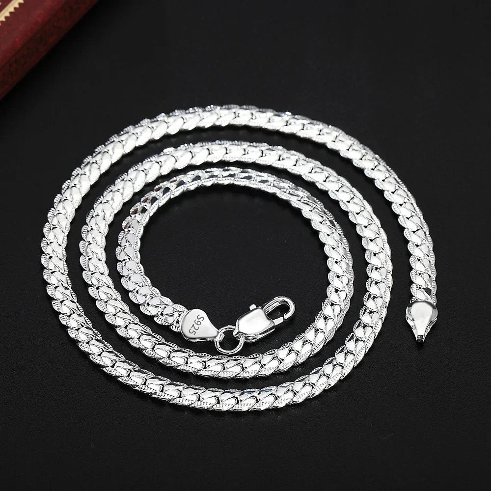 Gold Plated 925 Silver 6mm Full Sideways Necklace
