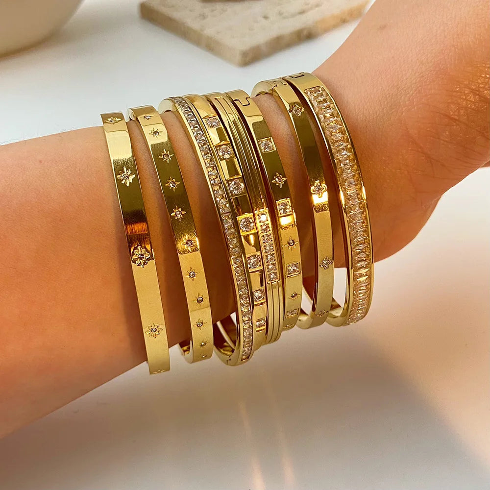 Elegant CZ Stainless Steel Women’s Bracelet