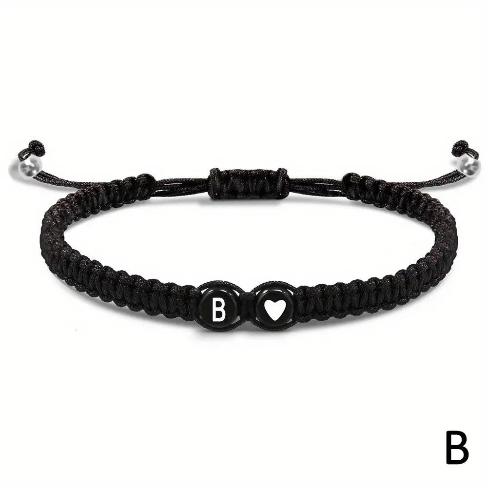 Initial Heart Bracelet – Adjustable A-Z Design for Men & Women