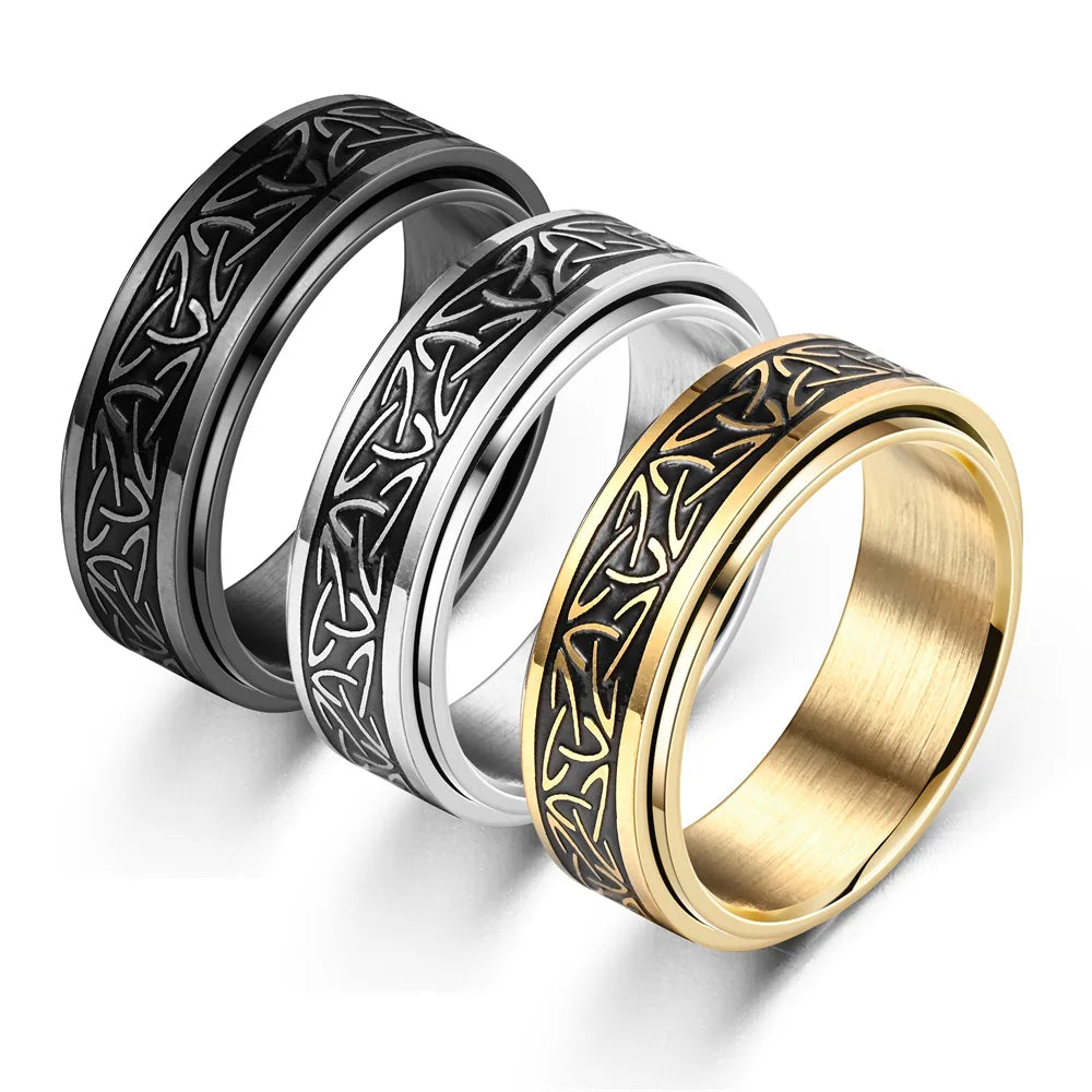 Viking Celtic Knot Stainless Steel Spinner Ring