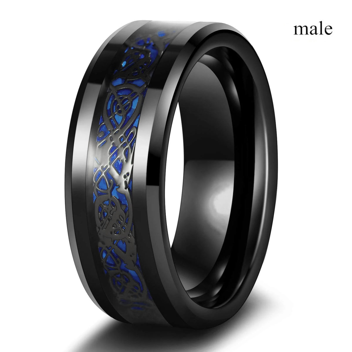 Romantic Red Rhinestone Celtic Dragon Ring Set