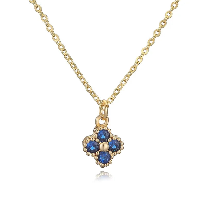 18K Gold-Plated Brass Flower Pendant Necklace