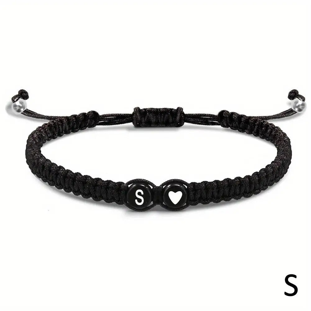 Initial Heart Bracelet – Adjustable A-Z Design for Men & Women