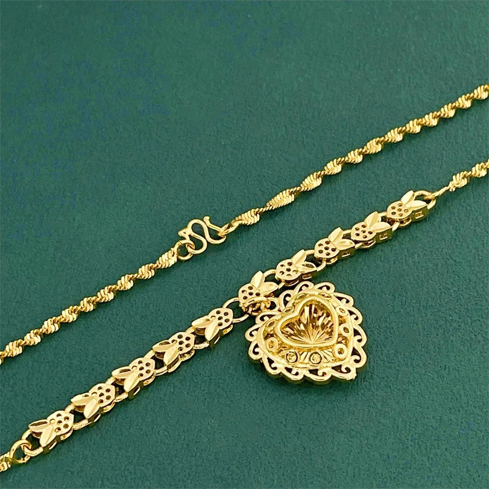 Gold Plated 925 Silver Love Heart Pendant Necklace