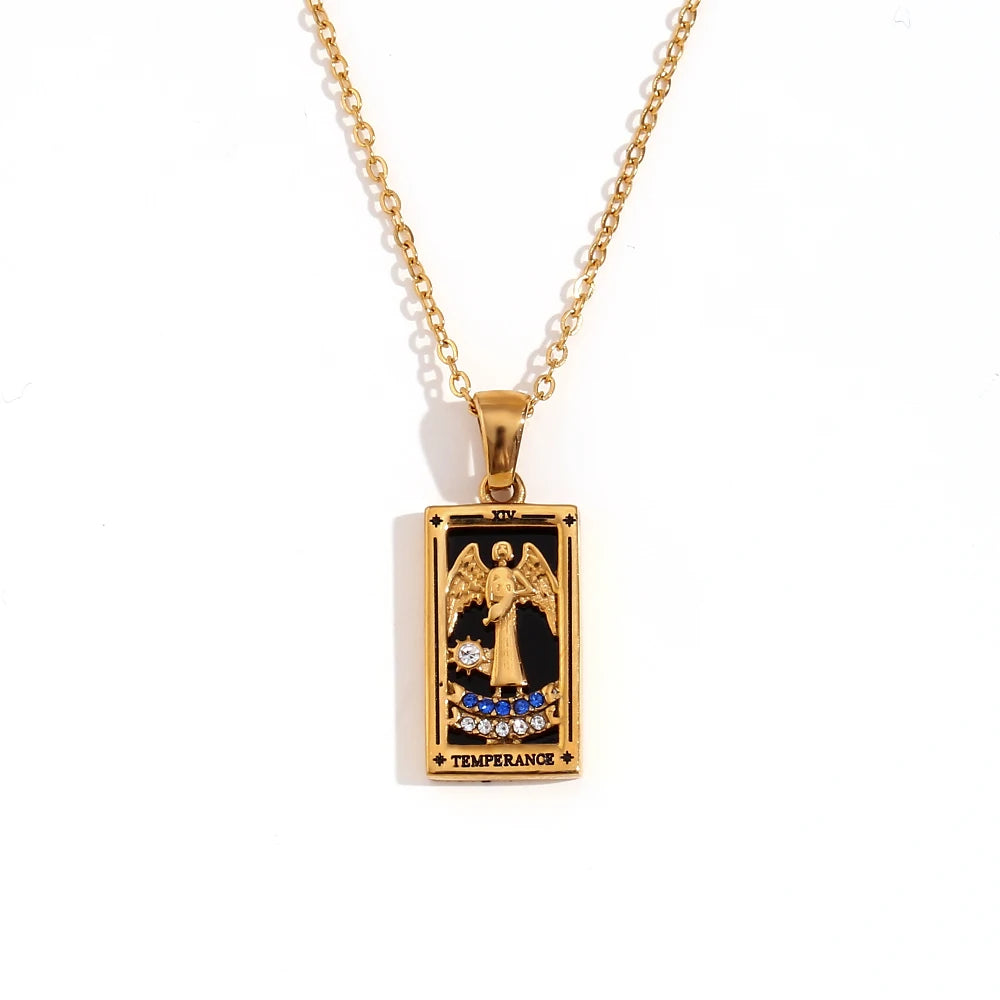 Tarot Queen & Moon 18K Gold Necklace