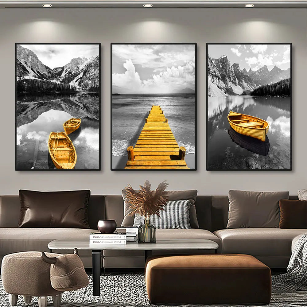 3-Piece Lake Landscape Canvas Wall Art