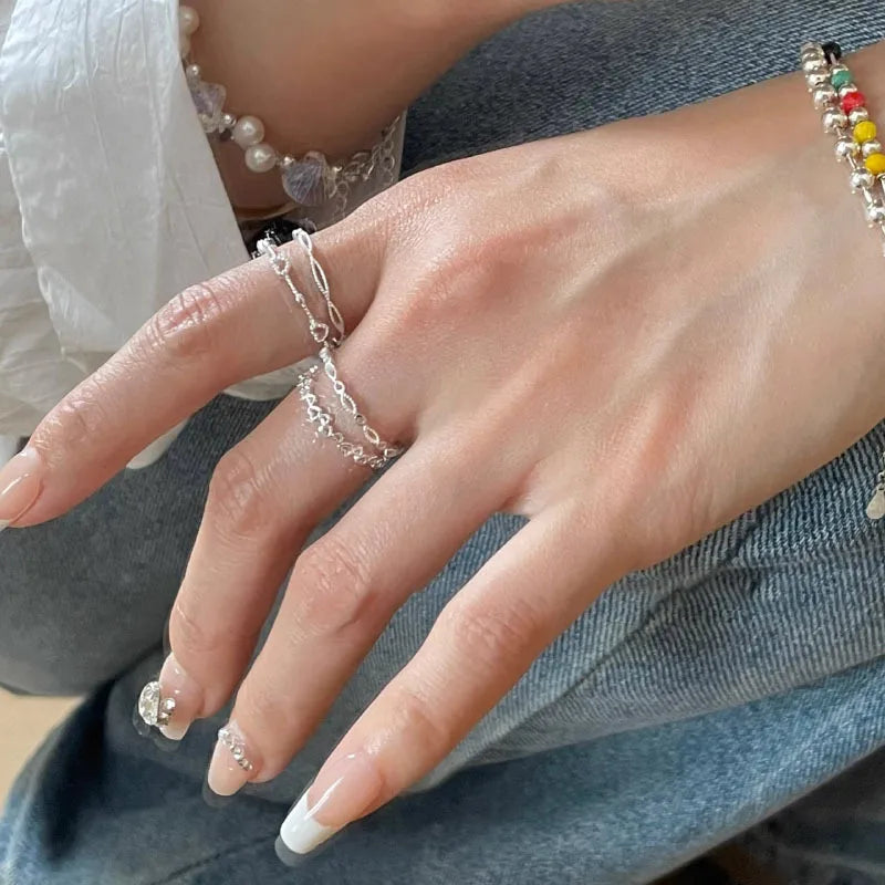 Sterling Silver Hollow Love Heart Ring for Women