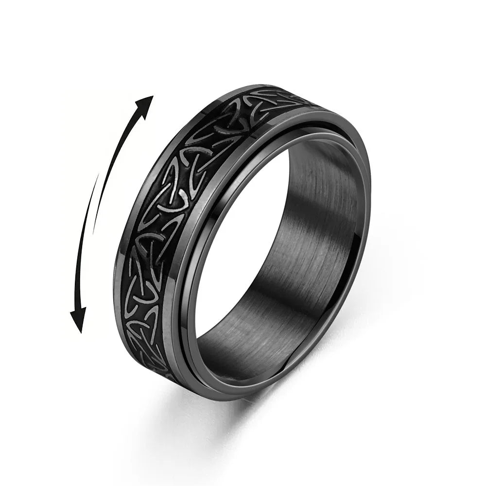 Viking Celtic Knot Stainless Steel Spinner Ring