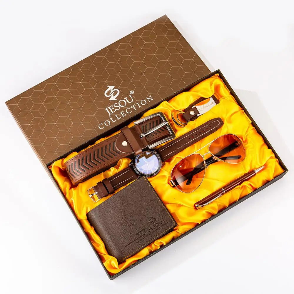 6pcs Men's Watch & Accessories Gift Set