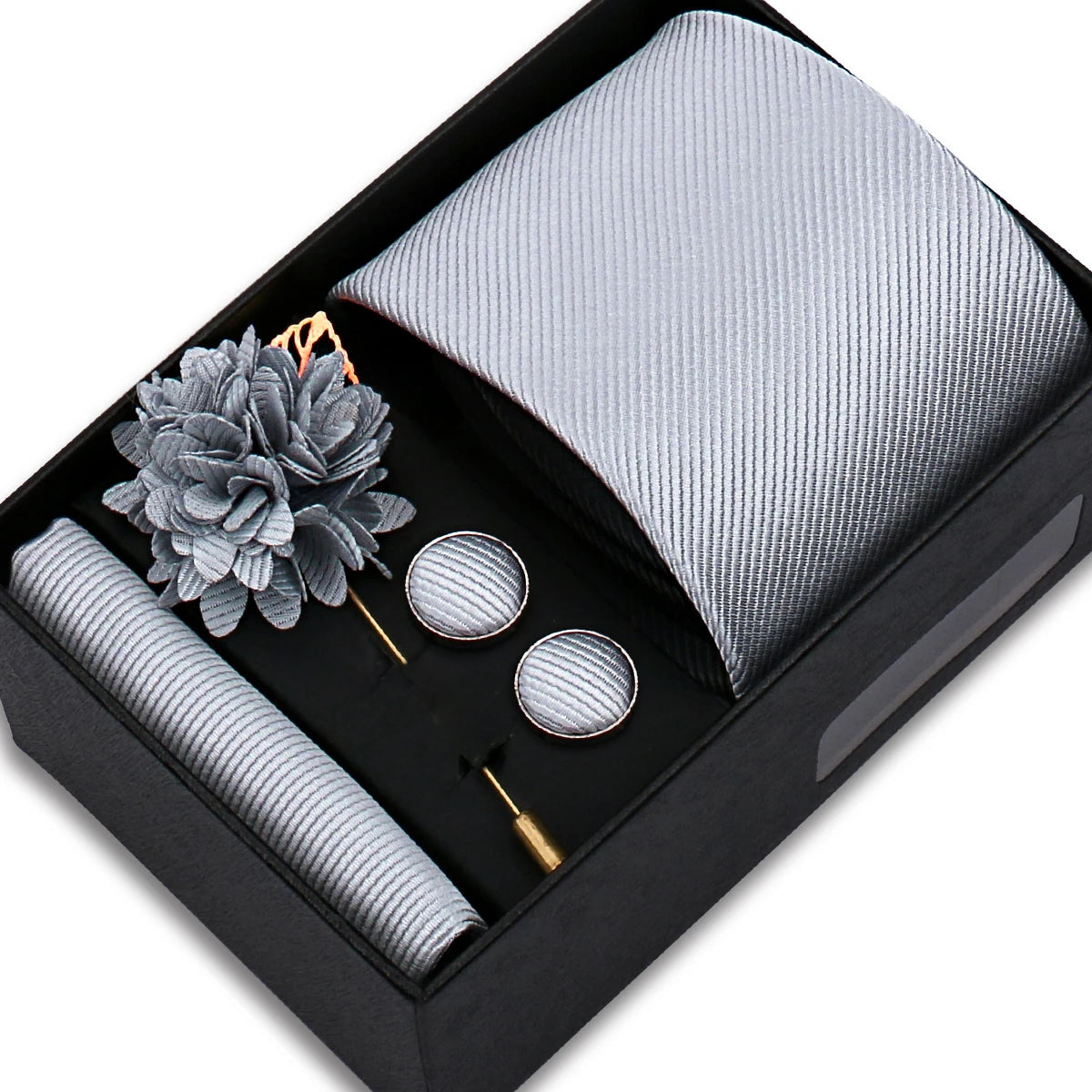 Men’s Solid Color Tie & Accessories Set