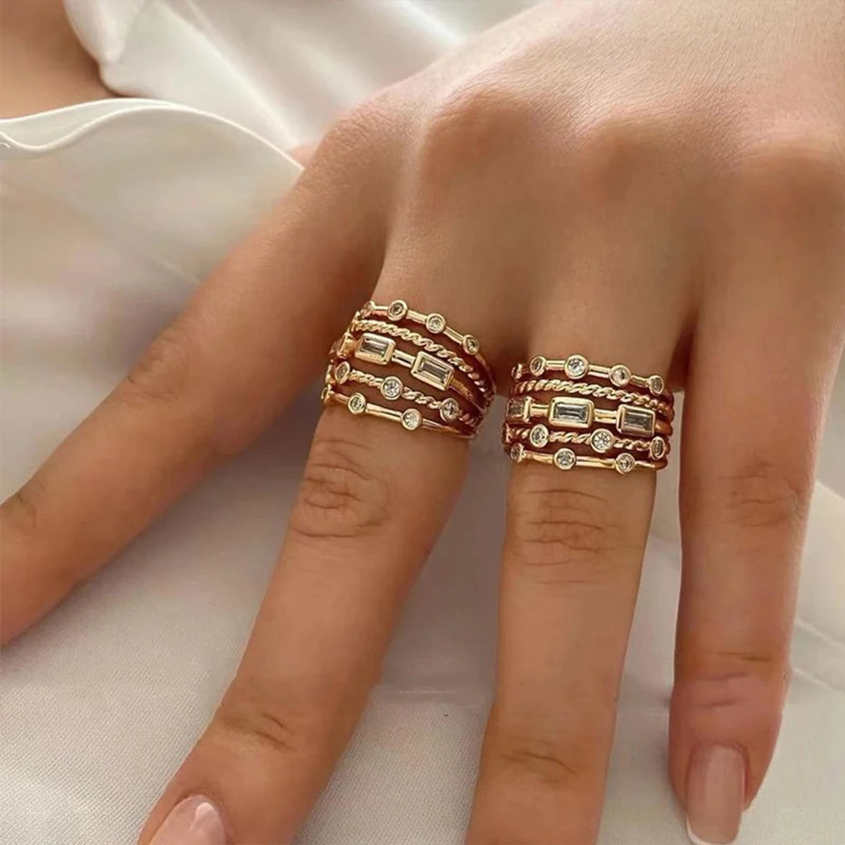 18K Gold-Plated Sun Ring with Natural Stone