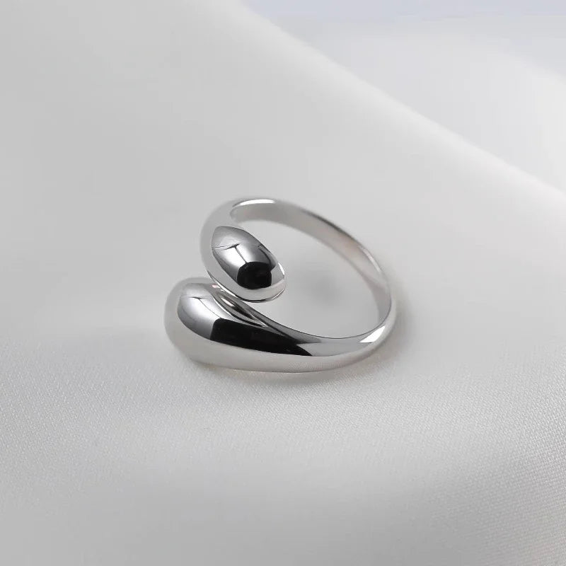 925 Sterling Silver Water-Drop Open Ring