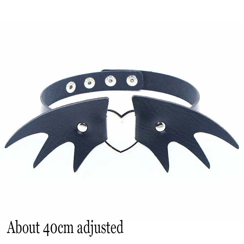 Black Gothic Heart Lock Spike Choker Necklace