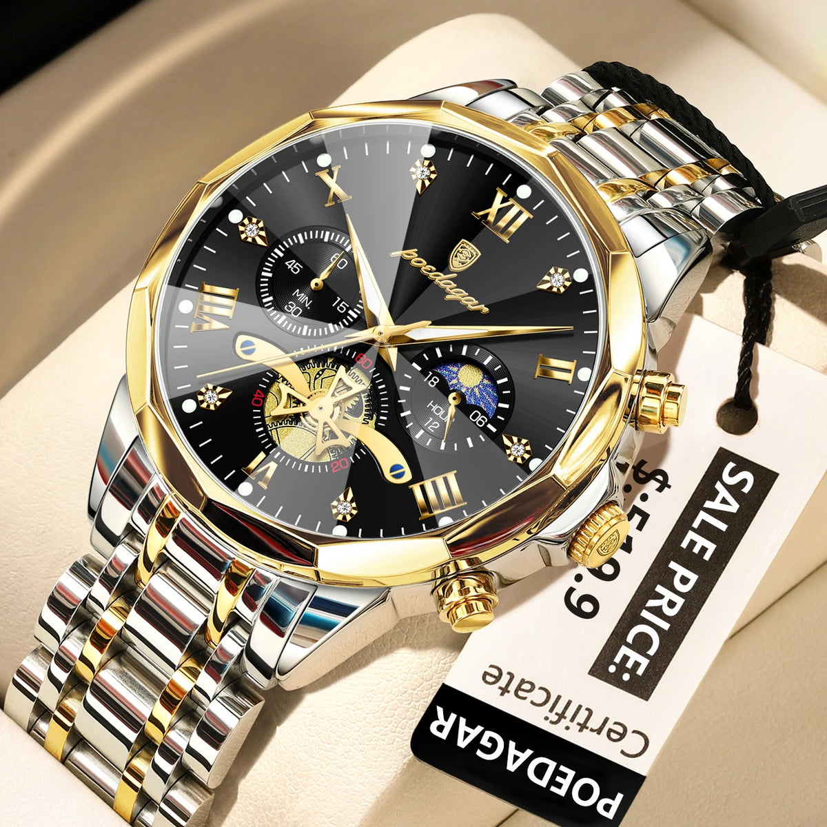 POEDAGAR Luxury Men’s Waterproof Chronograph Watch