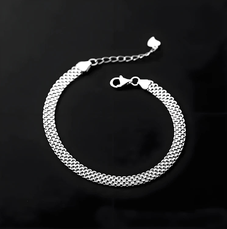 925 Sterling Silver Mesh Chain Bracelet – Elegant Design for Men & Women