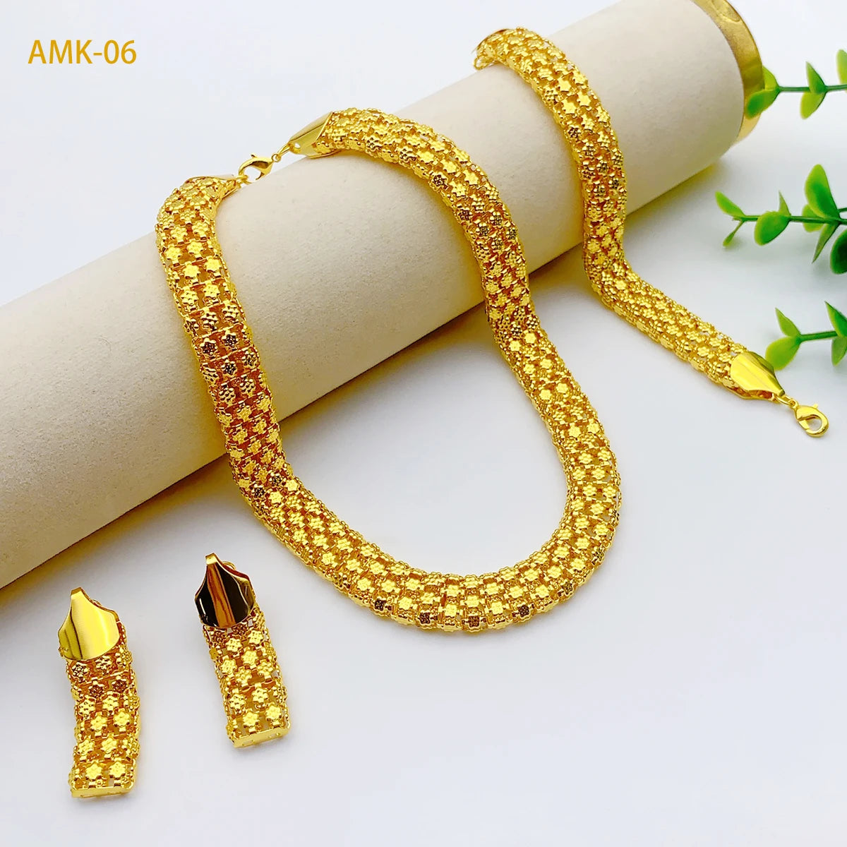 Gold-Tone Necklace and Earring Set