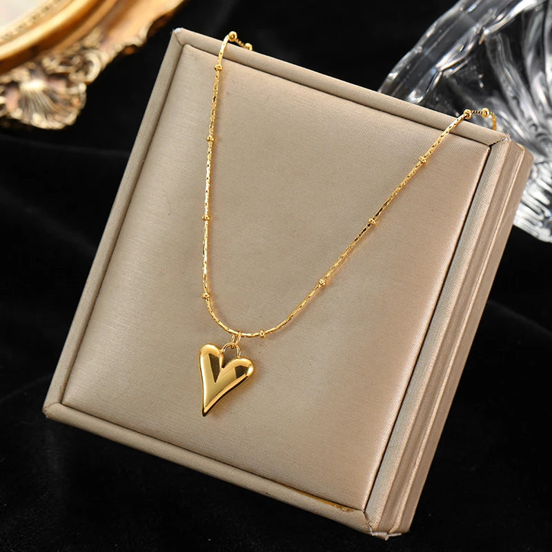 18K Gold-Plated Stainless Steel Heart Jewelry Set