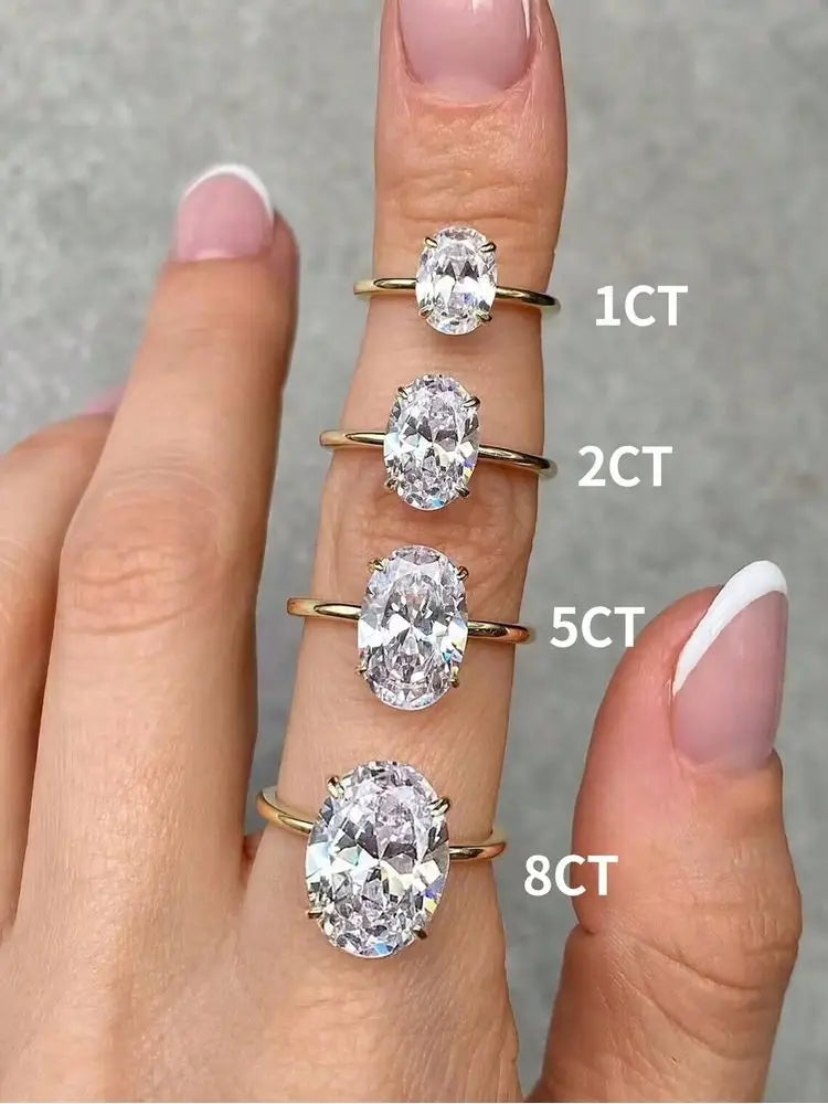 Sterling Silver Zircon Engagement Ring for Women