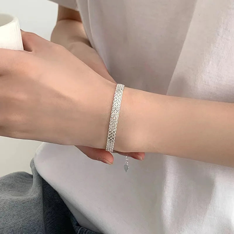 925 Sterling Silver Mesh Chain Bracelet – Elegant Design for Men & Women