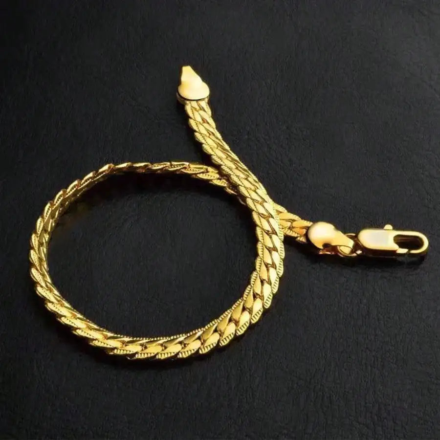 Gold Plated 925 Silver Side Chain Bracelet